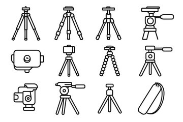 Legs tripod icon handle hybrid photography adjustable head vector flip camera icons