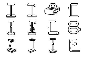 Headphone hook stand headset cable port icon vr holder vector base