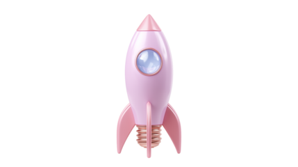 Pink Rocket Ship Isolated on Transparent Background