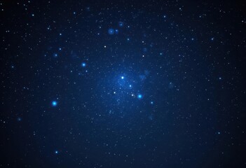  Cosmic Star Expanse Wide angle view of a night sky filled with twinkling stars and cosmic dust against a deep blue background.