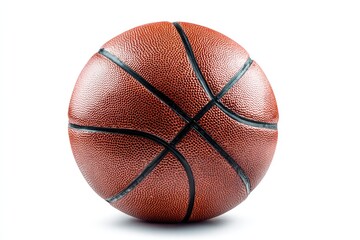 A classic orange-brown basketball with black lines, slightly textured surface, shown from a direct overhead perspective against a pure white backdrop