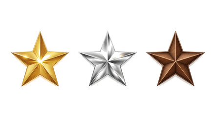 Obraz premium Gold, Silver, Bronze Stars: Award-winning designs, perfect for recognition, achievement, and celebrating success