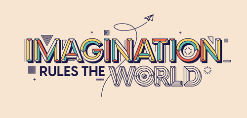 Imagination quote in modern typography. Design for your wall graphics, typographic poster, web design and office space graphics. © Vicky Varotariya