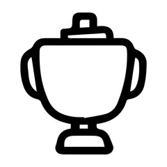 Obraz premium A trophy is shown in a black and white drawing. The trophy is a symbol of achievement and is often awarded to winners of competitions or events. The trophy is depicted as a simple