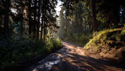 Obraz premium Sunlit forest path