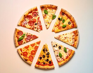 Pizza slices arranged in a circle