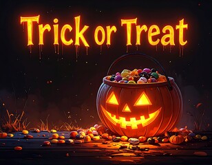 Trick or Treat Halloween typography poster design