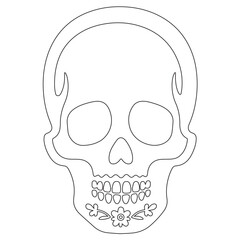 Minimalist Line Art of Human Skull – Black Outline Vector for Anatomy, Halloween, or Gothic Design