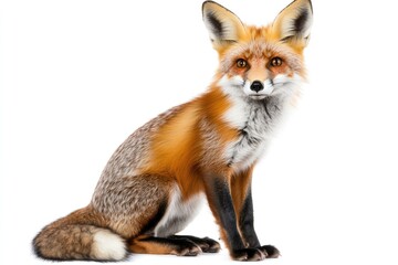 Obraz premium High Detail Picture of a Close Up of a Red Fox Sitting on a White Background