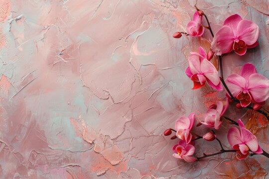 High Detail Picture of Pink Phalaenopsis Flowers Orchid on Vanile Texture Background