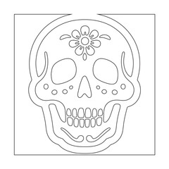 Minimalist Line Art of Human Skull – Black Outline Vector for Anatomy, Halloween, or Gothic Design