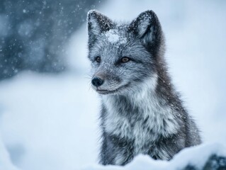 Obraz premium arctic fox winter snow portrait