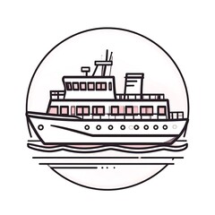 Obraz premium Illustration of a boat sailing on calm waters at sunset