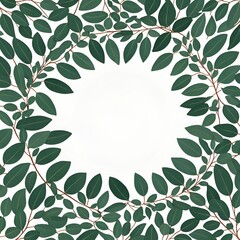 eucalyptus leaves illustration circle with copy space  in center perfect for text 