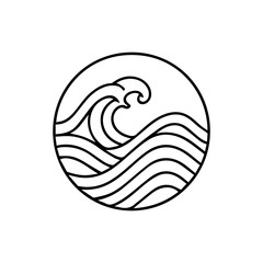 minimalist japanese wave pattern, semaless line art wave with traditional oriental style.