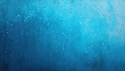 Water droplets on a vibrant blue surface