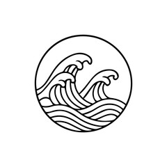 minimalist japanese wave pattern, semaless line art wave with traditional oriental style.