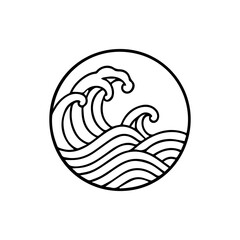 Naklejka premium minimalist japanese wave pattern, semaless line art wave with traditional oriental style.
