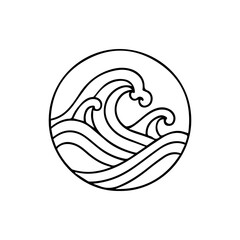 minimalist japanese wave pattern, semaless line art wave with traditional oriental style.