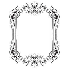 decorative frame Vintage baroque with floral ornament engraving illustration art