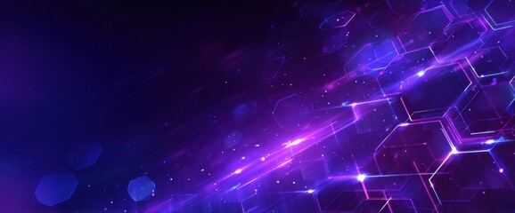Abstract digital design with glowing hexagonal patterns and streaks of light