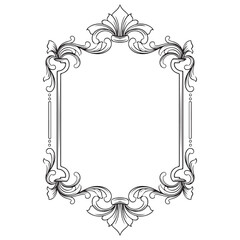 decorative frame Vintage baroque with floral ornament engraving illustration art