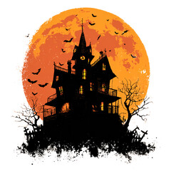 Halloween symbols in illustrative style, each image isolated on white background, professional holiday photo, festive composition
