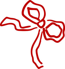 Hand Drawn Red Bow, Whimsical Wedding Doodle Illustration