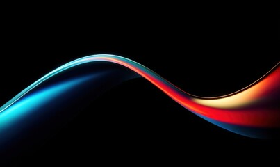 Abstract swirling, fluid lines of vibrant color on black background