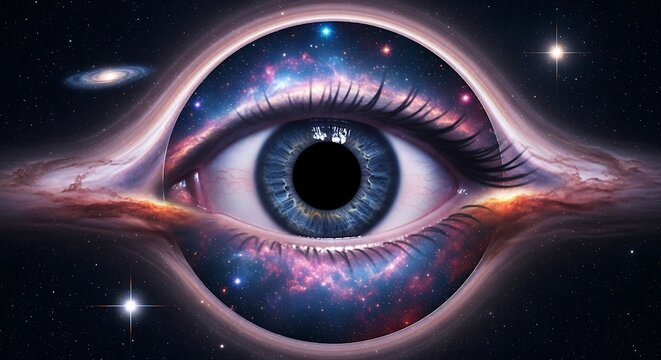 Cosmic eye view depicting interstellar mysteries, exploration of universe
