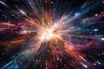 Cosmic explosion, streaking light, vast space