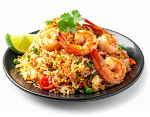 Seafood Fried Rice with Shrimp and Squid Toppings