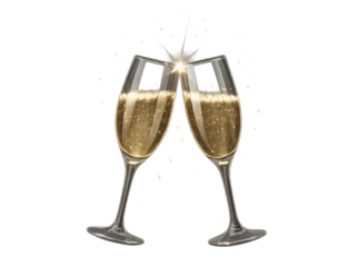 Champagne glasses toasting isolated on transparent background