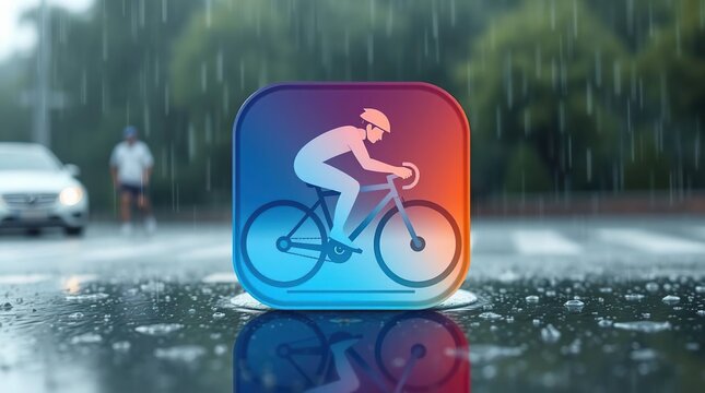Rainy Day Cycling App Icon.