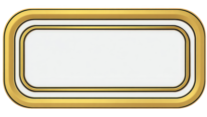 Gold Rectangular Frame with White Center on Transparent Background