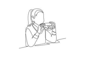 breakfast concept. Single line draw design. Vector graphic illustration