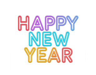 Happy new year colorful text isolated on transparent background
