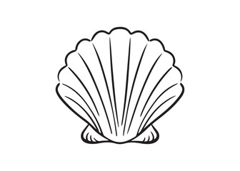 Seashell silhouette vector art, black shell icon design isolated for marine, tropical, and coastal illustrations.