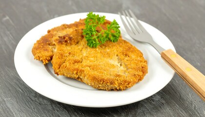 Two fried cutlets on a plate