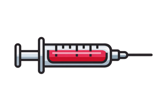 Medical Syringe with Red Liquid Pixel Art