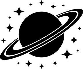 saturn with sparkle silhouette vector illustration © CraftB
