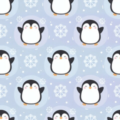 Fototapeta premium Penguin with Snowflakes Pattern