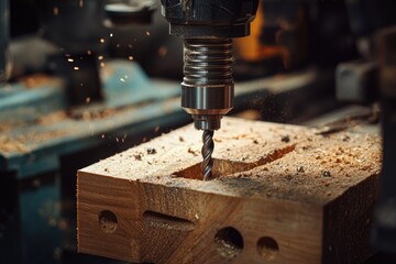 Detailed Picture of Close Up of a Metal Drill Bit Set at Workshop