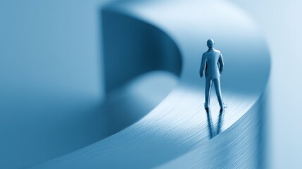 Obraz premium A small businessman on a pie chart represents market share, data analysis, or financial distribution.