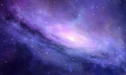 Naklejka premium Cosmic spiral galaxy, vibrant purples and blues