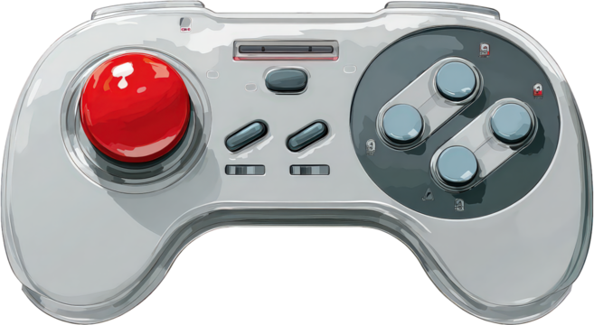 Retro Gaming Controller with Red Joystick