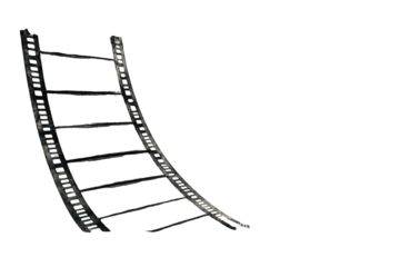 Abstract Curved Metal Ladder on Black Background
