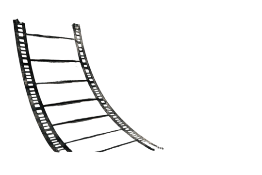 Abstract Curved Metal Ladder on Black Background
