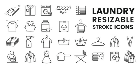 laundry icon,washing icons.set of Laundry and Wash line icon vector