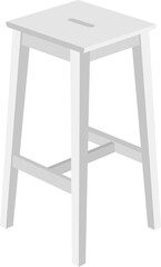 White Wooden Stool Vector Illustration. Minimal Furniture Icon. Simple Household Interior Design Element for Home Decor, Seating, or Room Decoration Isolated.